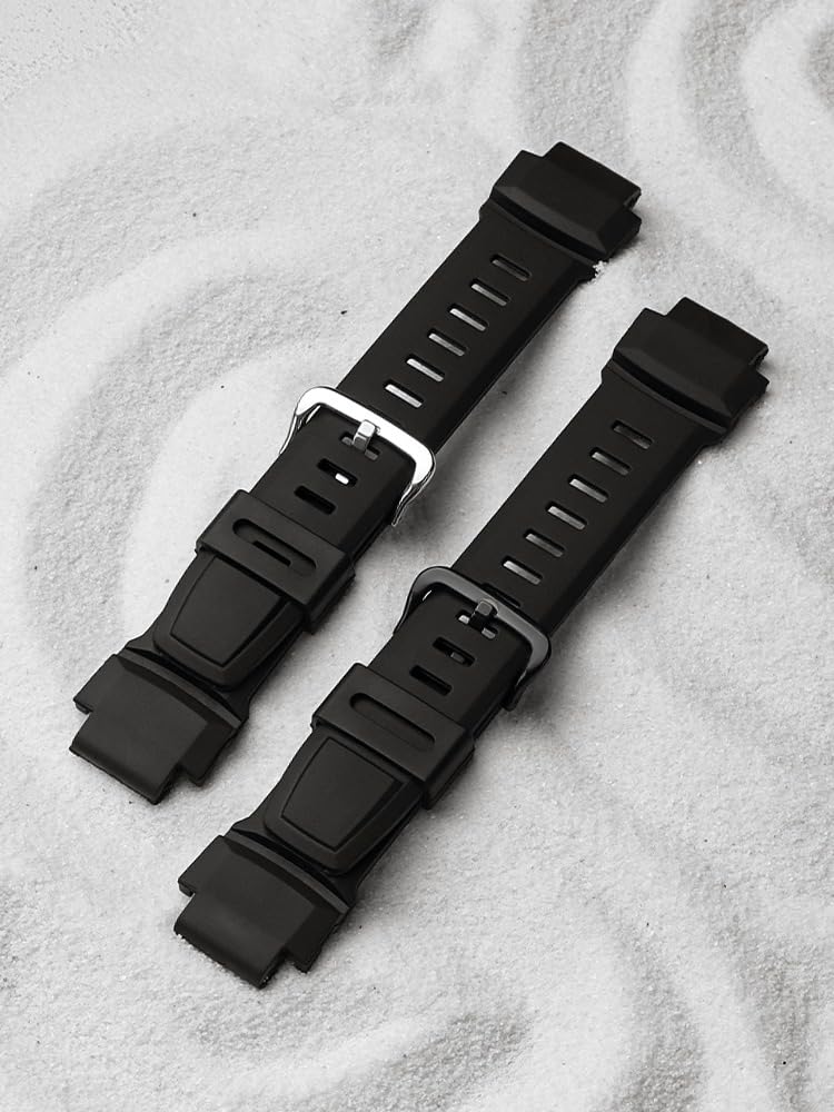 Zamienny żywiczny pasek do zegarka dla i srebrna klamra z [Zealbeaty] PRG-270/250/500 PRW-2500/3500 (Czarna baza, 18mm)