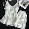 Cartoon suspenders lace pajamas ladies lyocell sweet cute wind shorts summer loungewear comfortable suit