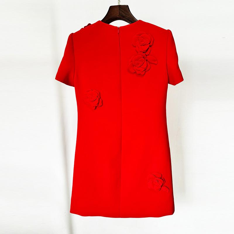 2024 European & American 3D Floral Short-Sleeve Dress