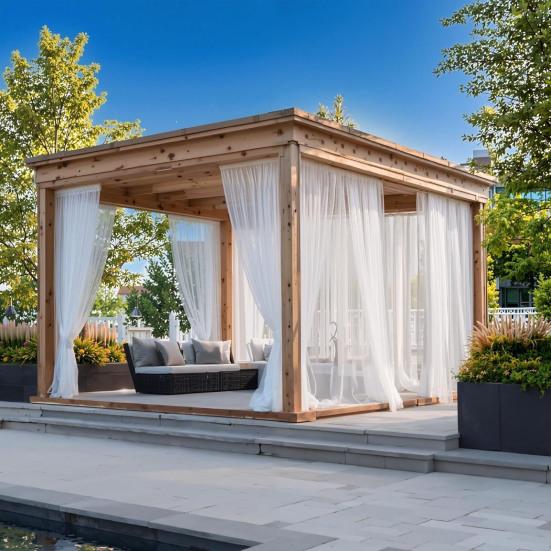 Zasłona Voile Siatka Przezroczysta Moskitiera Panel Prywatności z Tunelikiem na Drążek do Patio Werandy Tarasu Pergoli