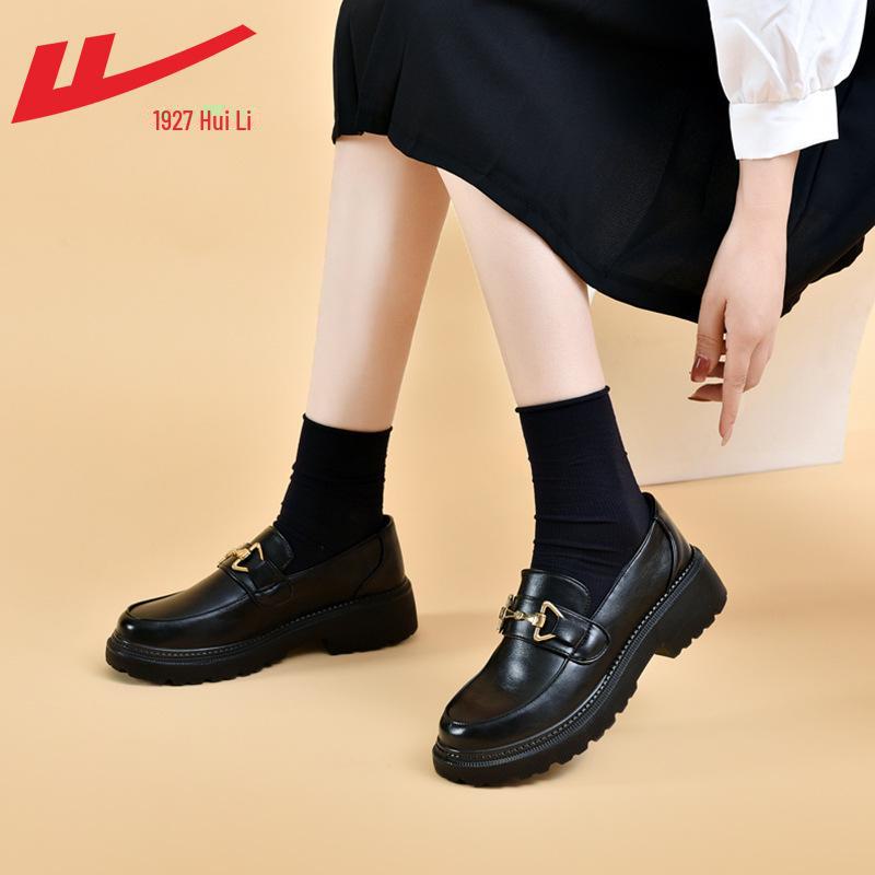 

Черные кожаные лоферы женские Warrior 2024 — новая весенняя рабочая обувь JK W0029, size 35 чёрный