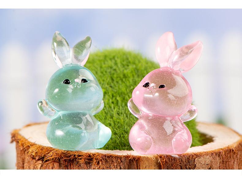 Adorable Cartoon Glow-in-the-dark Resin Rabbit Decorative Figurine For Desk