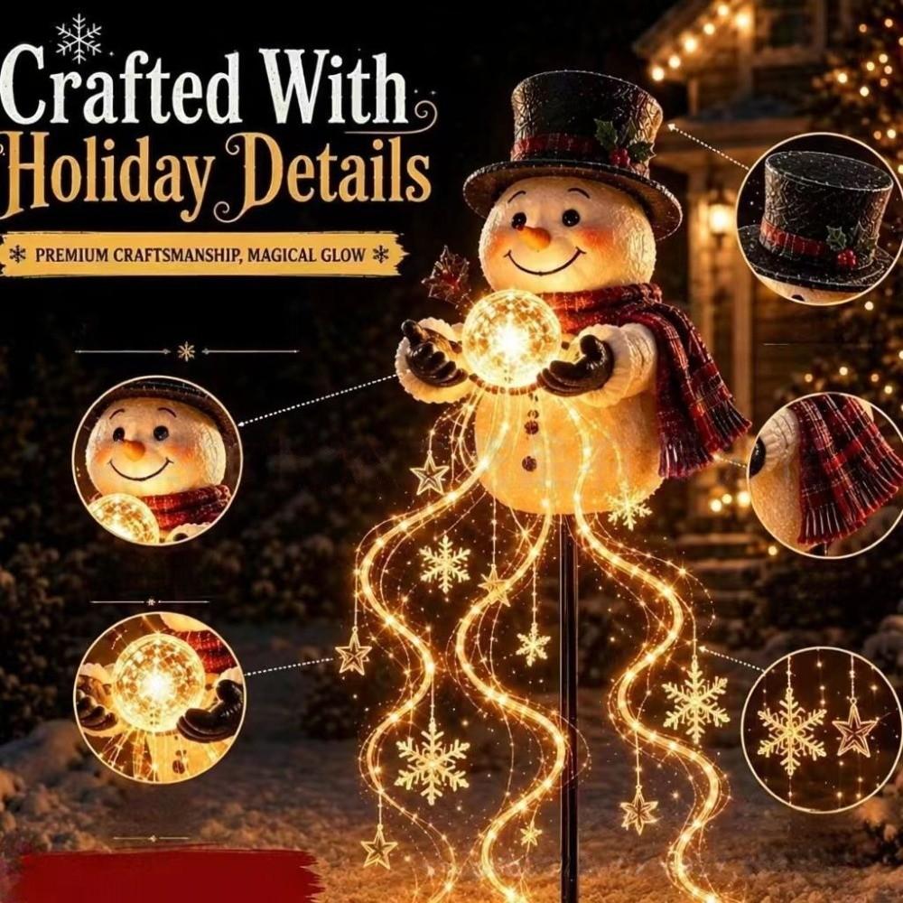 Solar Powered Snowman Magic Fountain Garden Light Christmas Garden Stake Light Christmas Decor