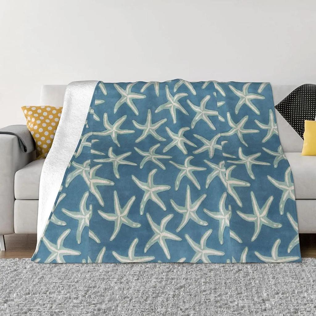 Seestern Strand Meer Flanell Überwurfdecke Meerestiere Decke King Queen Größe für Bett Sofa Couch Leicht Warm Super Weich