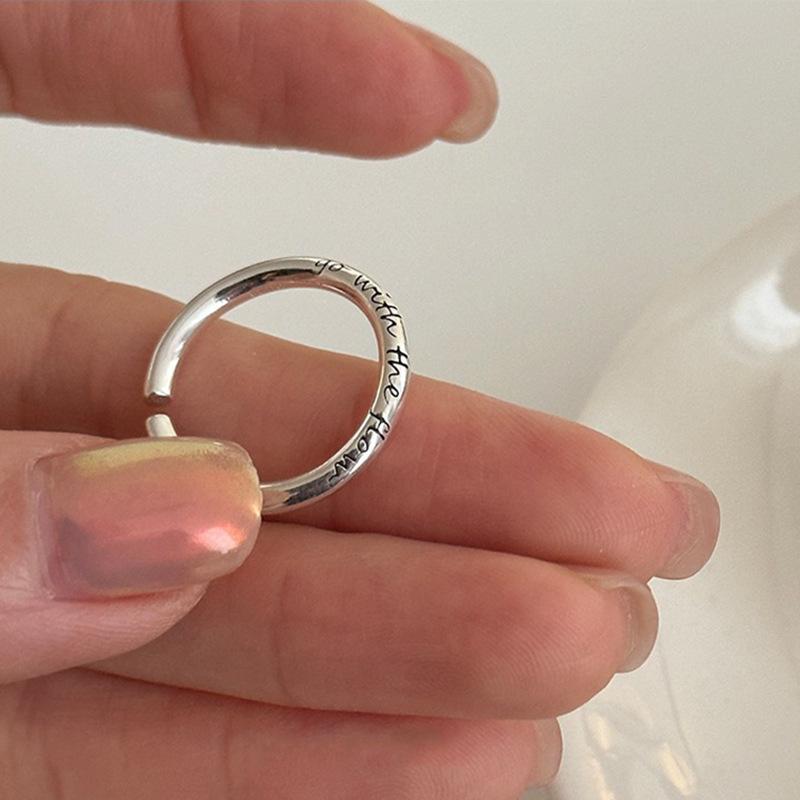 925 Silver Letter Smooth Rings For Women Trendy Simple Ins Open Jewelry Party Gifts