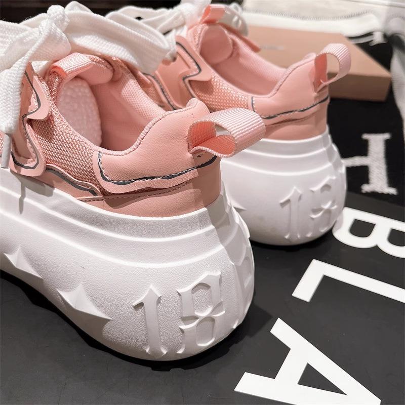 Big Head Lace-up Thick-soled Muffin Shell Head Little White Shoes Casual Shoes Dissolving Shoes Small Cm Women's Shoes
