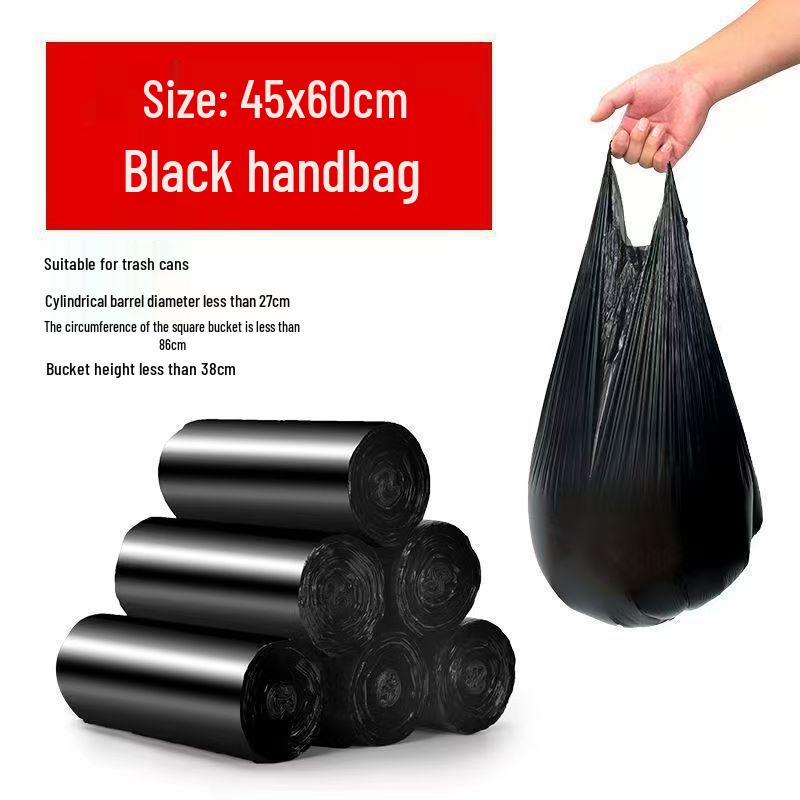 Large Black Disposable Kitchen Garbage Bags, Double-Sided, 2.6 Mil Thickness