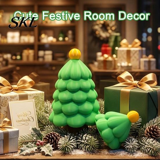 Creative Holiday Souvenir Christmas Tree Shaped Mini Storage Box, 3D Printed Small Green Festive Seasonal Decor Desktop Ornament, Decorative