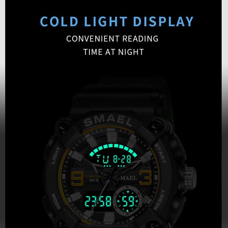 Smael Orologio Sportivo Uomo Militare Grigio 8052 - LED Digitale, 50m Impermeabile, Cronometro, Sveglia, Tattico