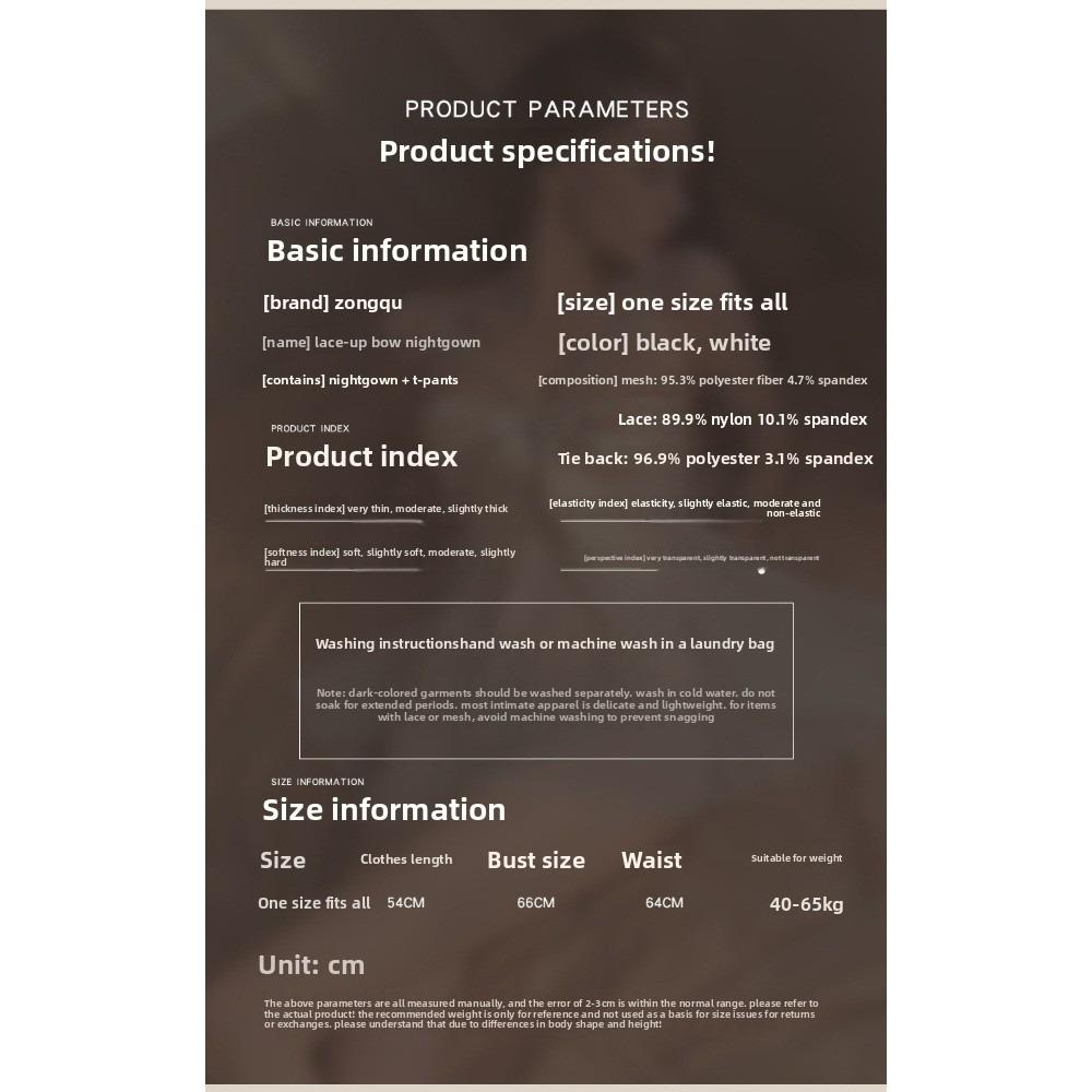 Seductive Lace Backless Uniform-Style Bow Nightgown