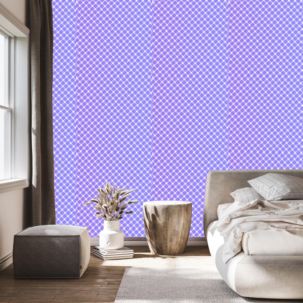 Blue and Lavender Checkered Wallpaper for Living Room and Bedroom 50x1000