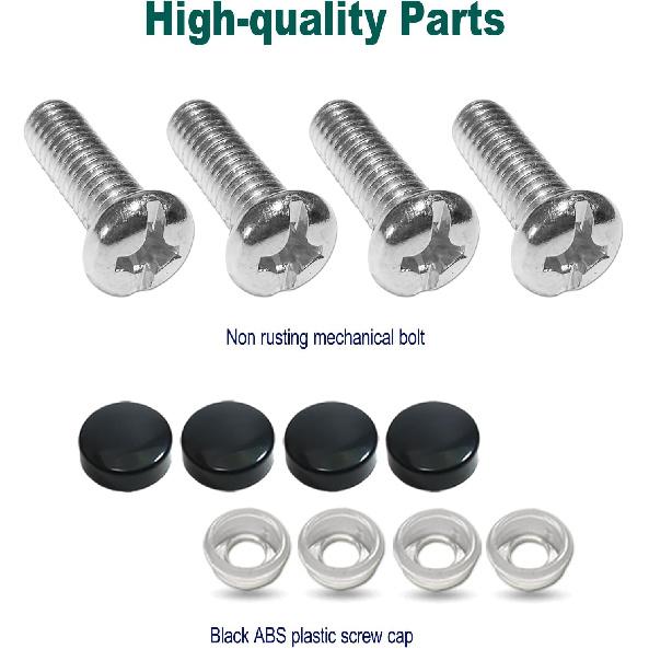 Silicone License Plate Frame With Cover Combo- Flat Clear License Plate Shield And Rustproof Black Car Tag Holder, 1 Set Unbreakable Transparent