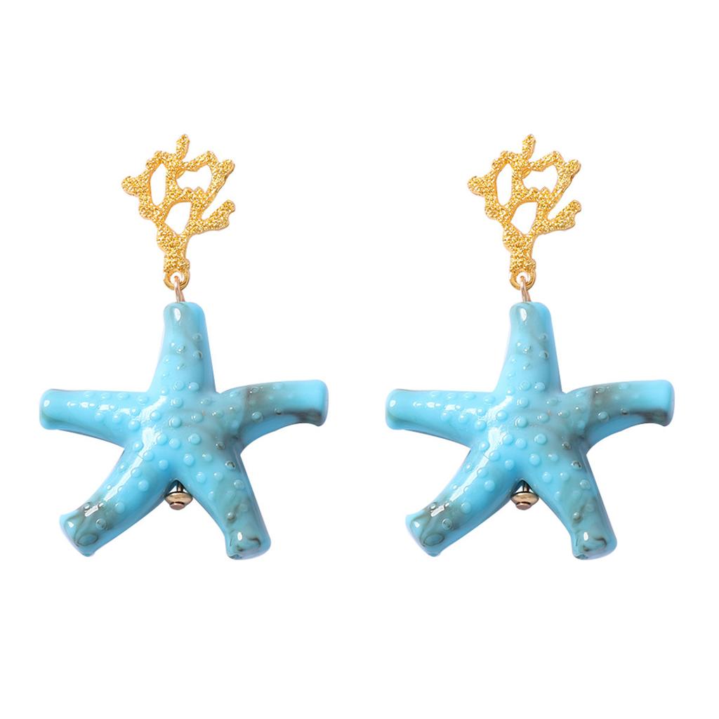 Summer Vacation Atmosphere Creative Design Conch Starfish Shell Earrings Fashionable Versatile Women's Models