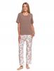 MORAJ S ECRU Women's Soft Short Sleeve Pajama with Long Floral Pants
