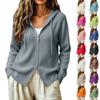 Damen Reißverschluss Kapuzen Strick Cardigan Top zum Layering