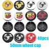 40pcs New 50mm 3D Logo Car Emblem Wheel Center Hub Cap Auto Rim Refit Dust-proof Badge Covers Emblem Styling Accessories For 595