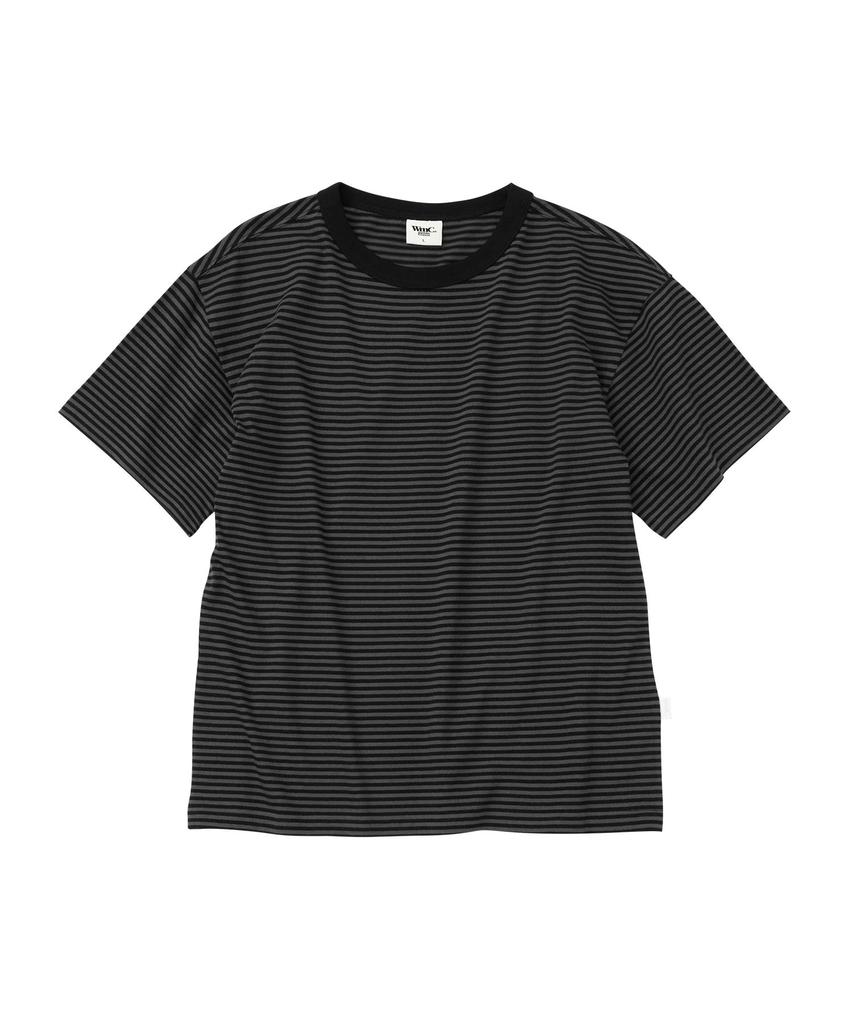 WMC [Crop] Striped T-Shirt_Charcoal Grey