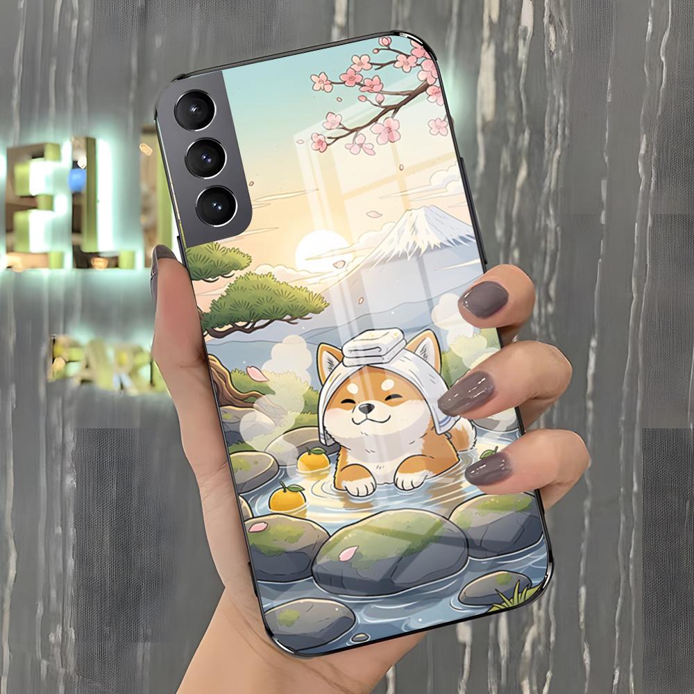Cute Shiba Inu Phone Case For Samsung A25 A13 A33 5G A54 A36 A35 A56 A52 A14 Shockproof Glass Cover
