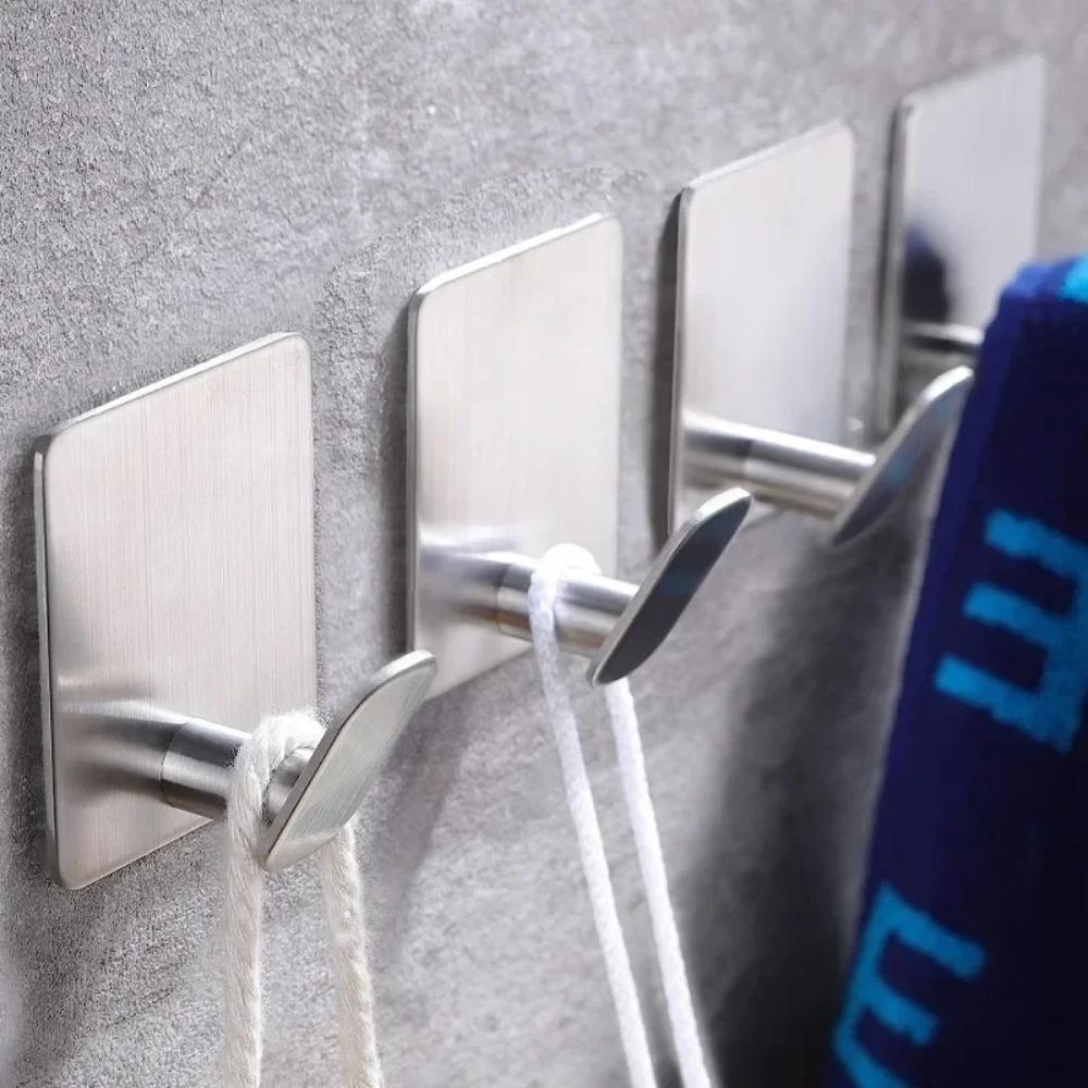 1/4Pcs Bathroom Robe Hooks Stainless Steel Towel Hanger Waterproof Hook Multi-Purpose Hanger Hook Door Bathroom Shower Kitchen