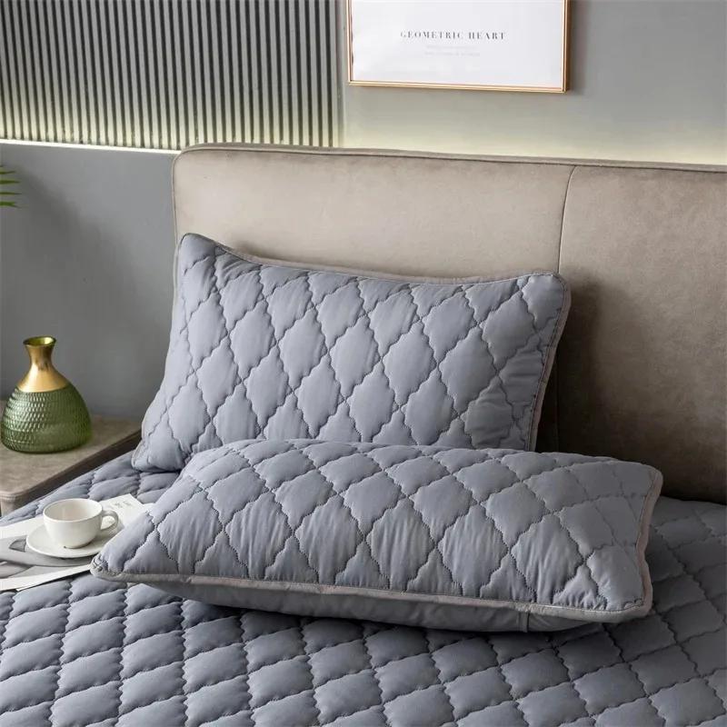 2pcs Waterproof Throw Pillowcases Envelope Soft Breathable Pillow Covers for Bed Protector 48x74cm, Grey/Blue/Pink/Navy/White