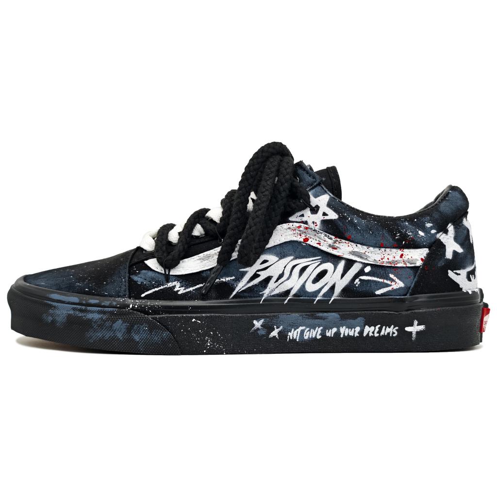Vans Old Skool Abrasion Resistant Abrasion Resistant Low Top Skateboard Shoes Unisex Black VN000D3HBKA(Team1148-)