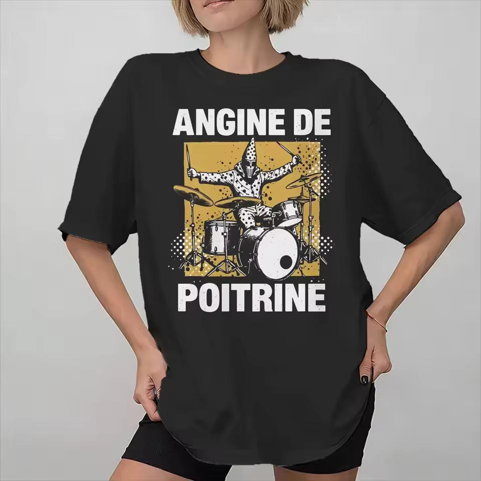 Y2k T Shirts Casual Loose Streetwear Angine De Poitrine Band Merch Tops Fashion Graphic Print Tees Sports O Neck Clothes Unisex