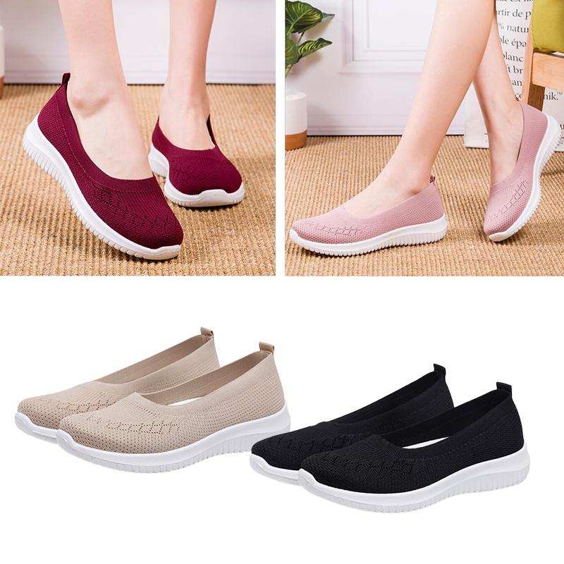 Stylish Knitted Casual Sneakers Women's Breathable Hollow Mesh Shoes