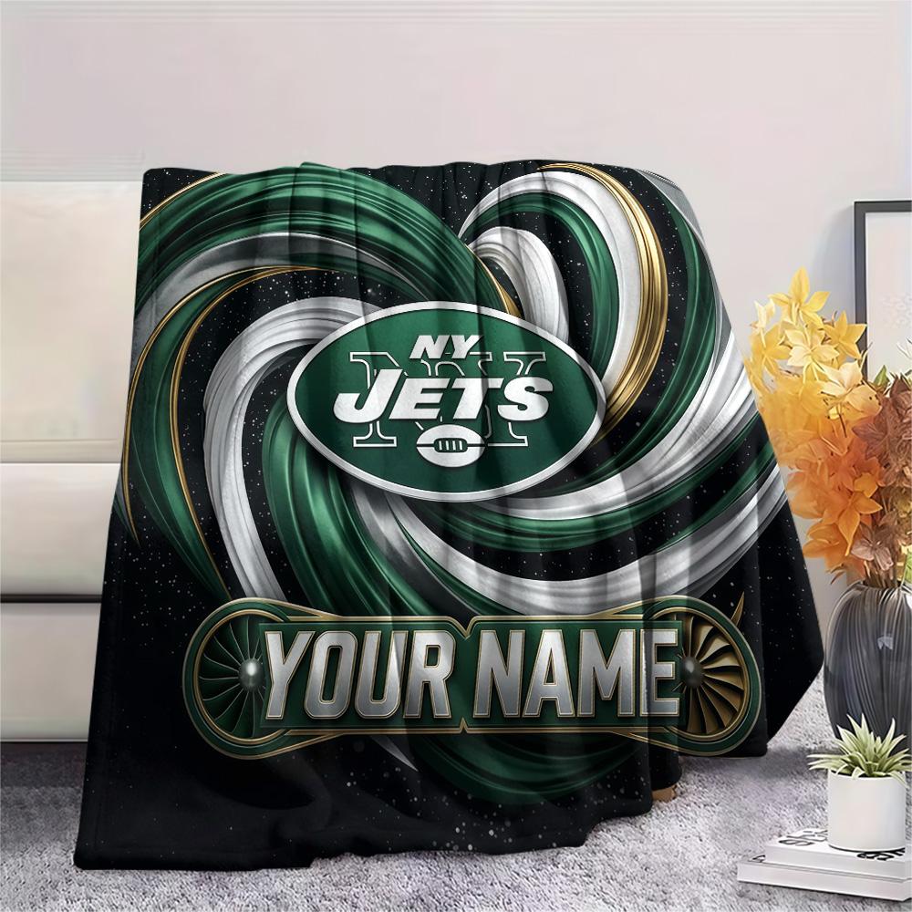 Custom Name New York Jets Flannel Blanket, High quality Comfortable for All Seasons, Home Decor, Warmth and Comfort