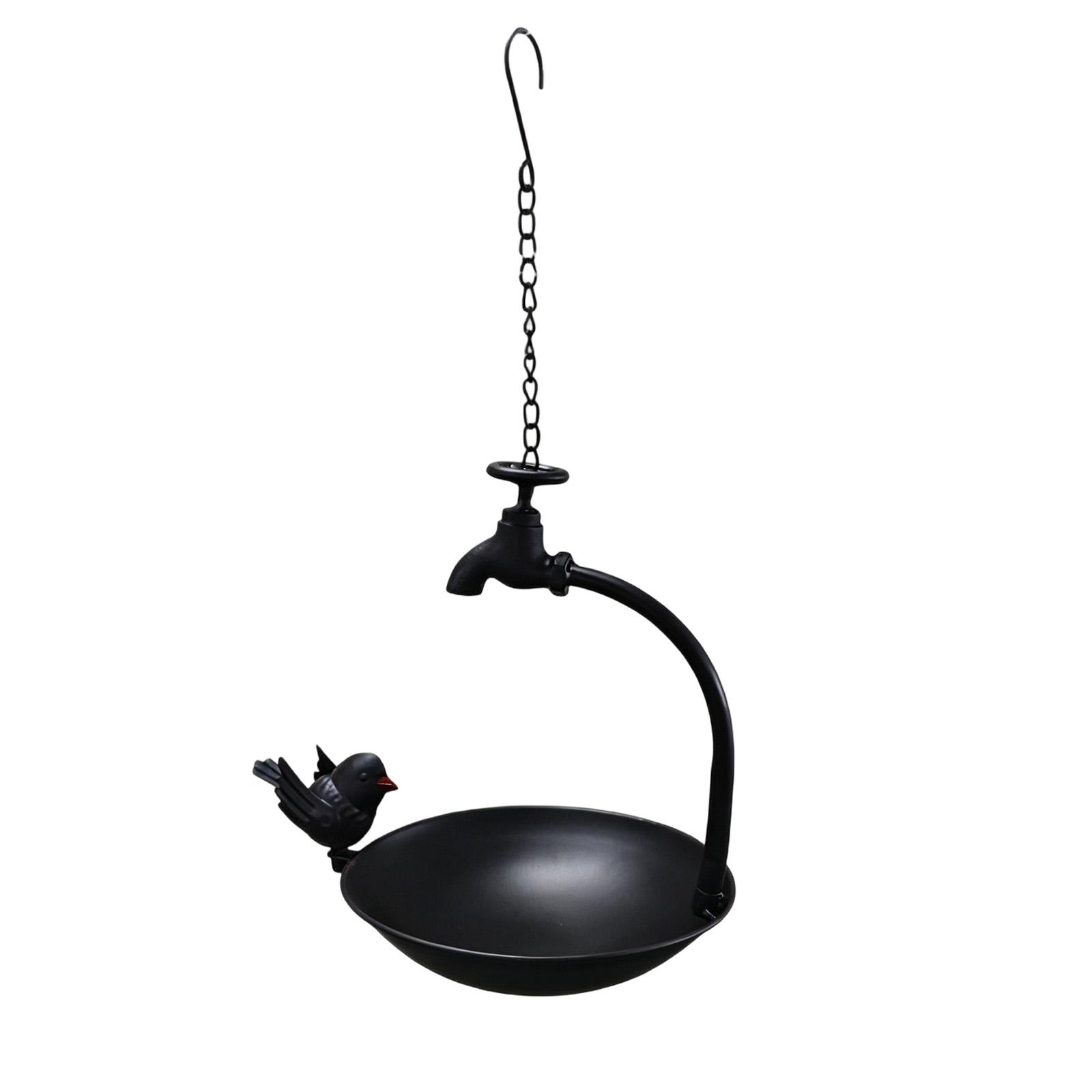 

Outdoor Hanging Metal Bird Feeder with Decorative Faucet and Bird Design Hanging Chain for Garden Patio Backyard One Size