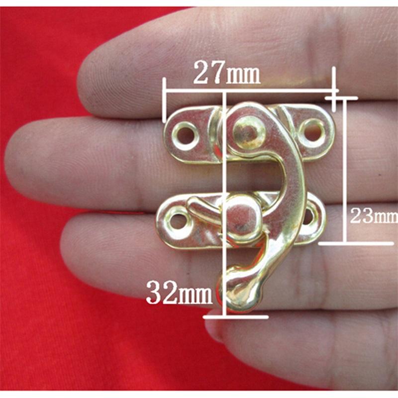5Pcs Antique Metal Catch Curved Buckle Horn Lock Clasp Hook Jewelry Box Padlock