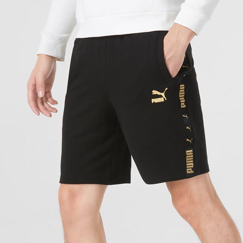 Puma Logo Letter Print Cotton Lace-Up Sports Casual Shorts Men shorts Black 536405-01