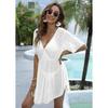 Women's See Through Mesh Deep V Irregular Waist Waist Beach Bikini Smock Dress