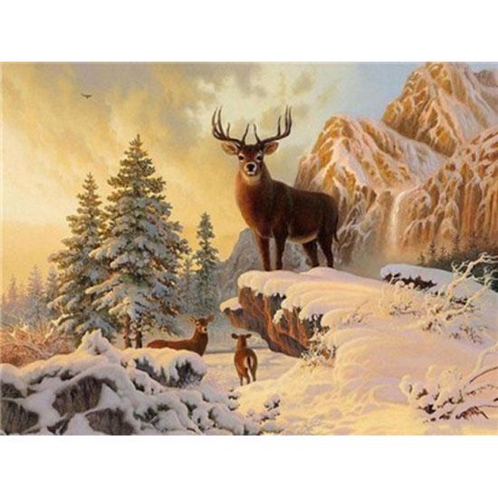 Huacan Full Square Diamond Painting Landscape Diamond Embroidery Snow Scene Picture Rhinestone Mosaic Painting