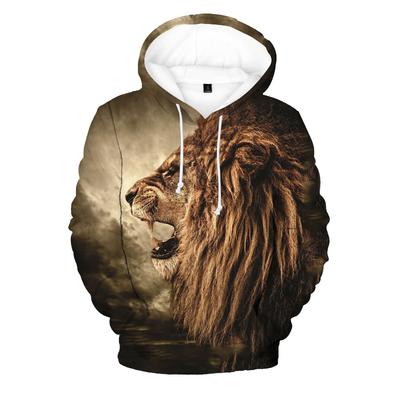 New Fashion Men's Lion Graphic 3D Print Hoodies Streetwear Man Long Sleeve Hooded Coat Pocket Autumn Casual Loose Sweatshirt
