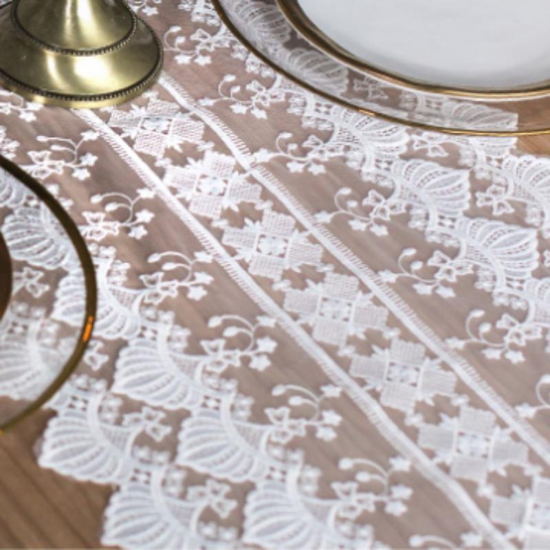 European Style TV Cabinet Lace Table Flag American Style Dining Table Cover Table Flag Long Strip Table Cloth Decorative Cloth Tea Table Flag
