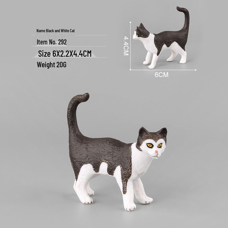 Children's Black and White Kitten Simulation Set - Toy Cat Figurine