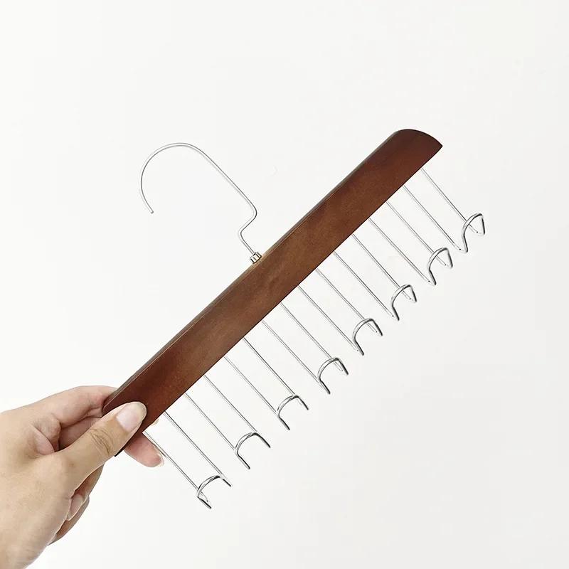 Solid Wood 8 Hook Hanger Rack Multifu Drying Rack For Hanging Belts Hats Vests Underwear Silk Scarves Household Storage Goodies