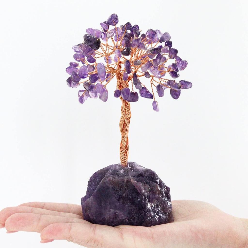 DUQGUHO Crystal Tree Amethyst Crystal with Natural Quartz Amethyst Stone Base Crystal Tree for Decor Reiki Luck Crystal Spiritual Gifts