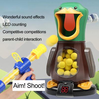 Soft Ball Launcher Toy With Duck Target Box Lcd Scoreboard Sound Light Funny
