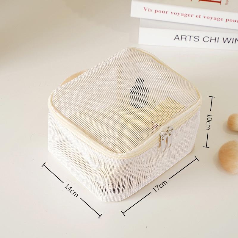 1 3Pcs Makeup Bag Mesh Handbag Portable Cosmetic Organizer Zipper Storage Pouch for Travel Purse and Lipstick