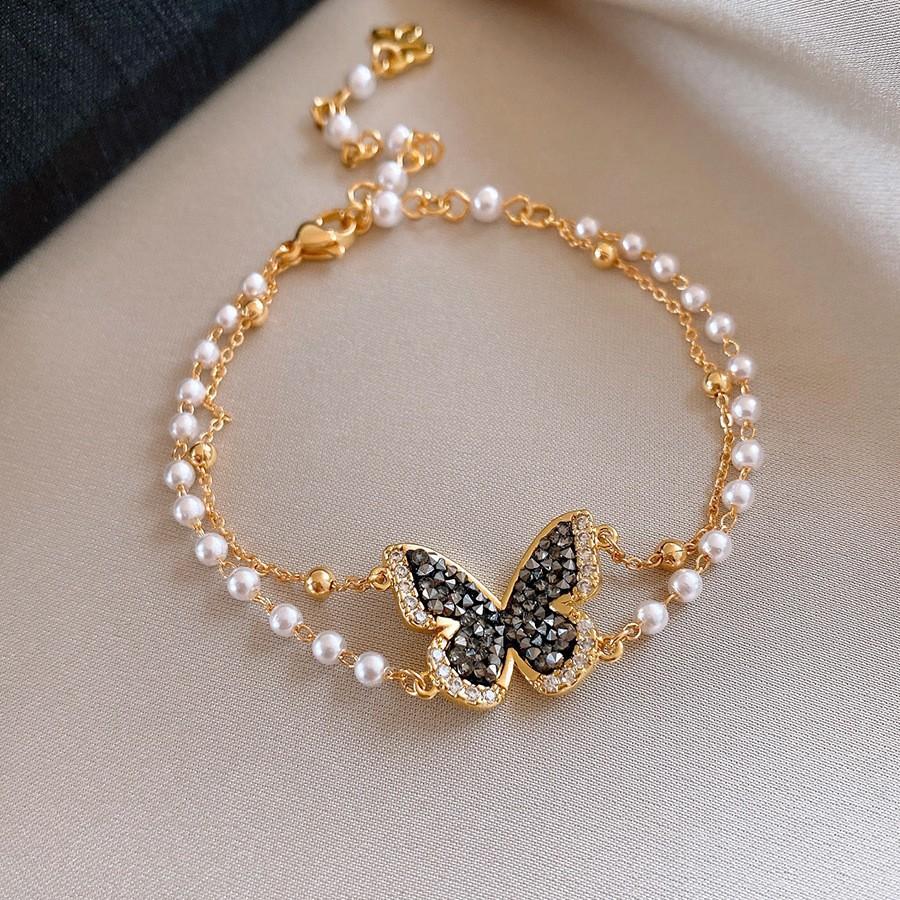 French temperament cold wind zircon star pearl bracelet light luxury bracelet sweet versatile jewelry