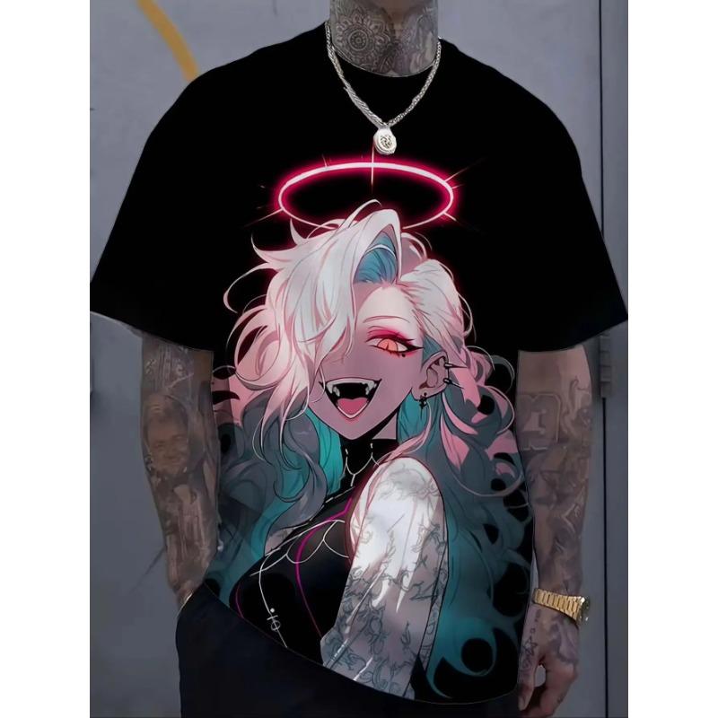 

Летняя футболка с круглым вырезом и 3D-принтом персонажа темного фэнтези, модная, повседневная, с короткими рукавами, мужская 6XL