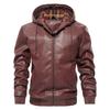 Source joom men's casual versatile hooded leather jacket trendy basic version pu leather jacket
