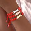 Pulsera de Identificación con Grabado Gratuito de Nombre y Fecha para Bebé, Pulseras de Acero Inoxidable marca Bent con Trenzado de Cuerda de Nylon Rojo, Joyería Ajustable Regalos
