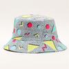 Reversible Digital Print Bucket Hat Diamond Lattice Pattern Sun Bonnet Trendy Short Brim Fisherman Cap Two-Side Wear Basin Hat