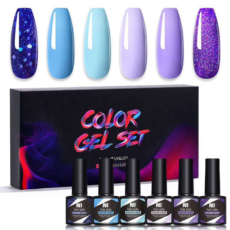 Nail Polish Glue Kit, Nail Art 6Pcs Box Barbie Glue, Nail Color Glue Phototherapy Glue