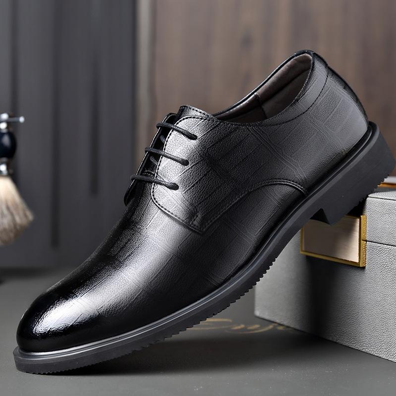 Low-top lace-up business leather shoes men's business heightening shoes men's formal leather shoes attendance office men's shoes