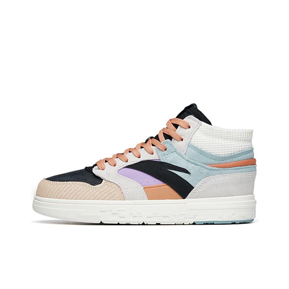 Anta Street Fun Casual Non-Slip Mid-Top Skate Shoes Women Skate Shoes Blue White Black 122218052-3