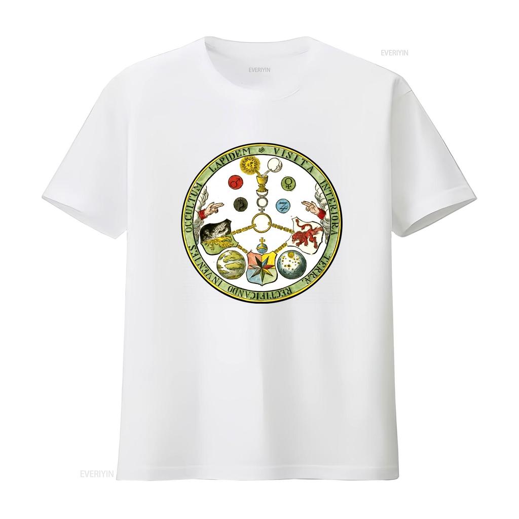 Freimaurer Esoterisch VITRIOL Motto Freimaurer Symbol T-Shirt Druck vintage Gewaschen Vielseitiges Oberteil Für Den Täglichen Gebrauch Dehnbar