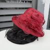 Hat Women's Summer Big Edge Mesh Yarn Hat British Retro Organza Flower Sun Hat Outdoor Sun Protection Beach Sun Hat